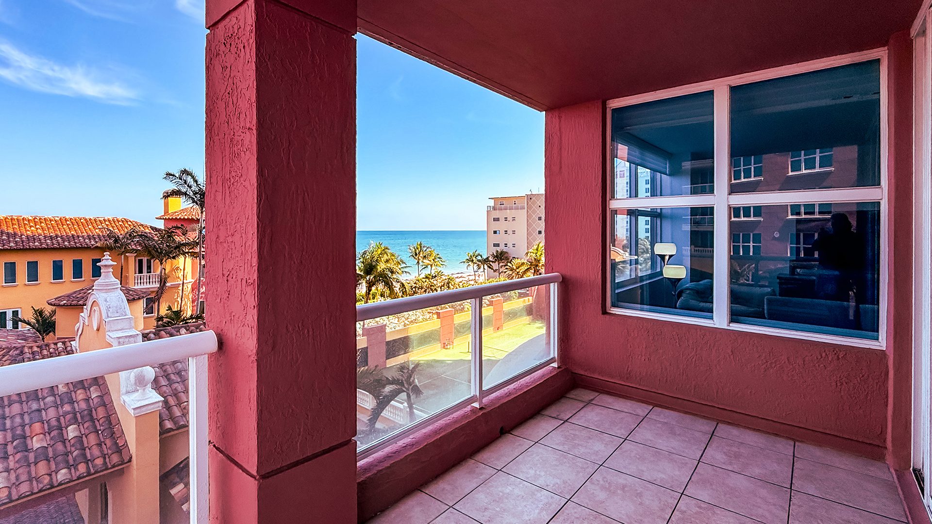 Courtyard and Ocean Views from Residence 6C, Tower I at The Palms, Luxury Oceanfront Condominiums Fort Lauderdale, Florida 33305