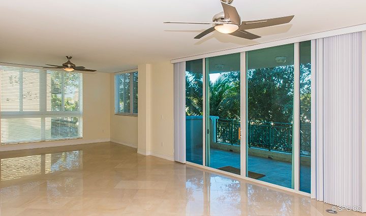 Living Room inside Residence 204 at The Landings at Las Olas, Luxury Waterfront Condominiums Fort Lauderdale, Florida 33305