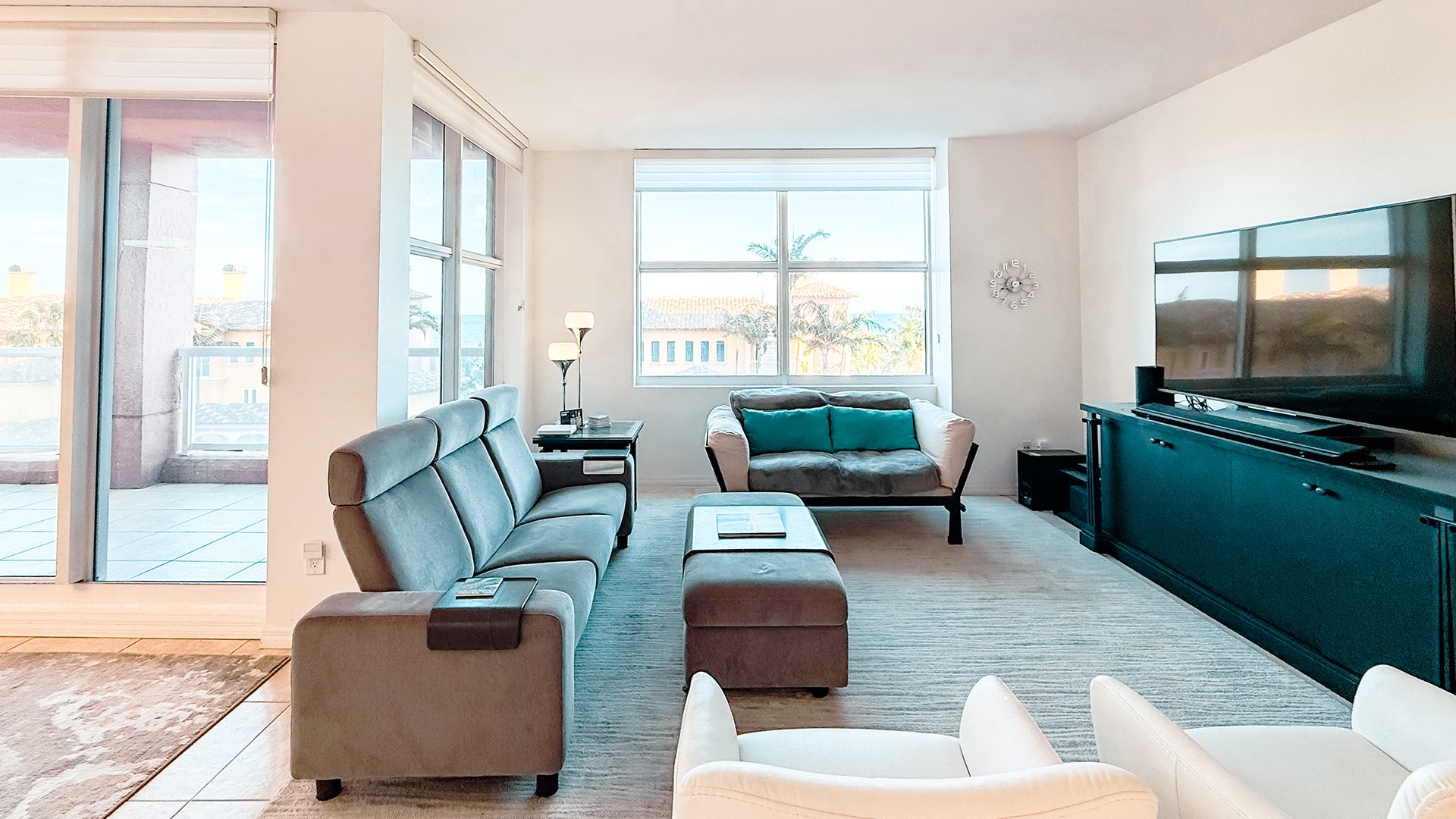 Beautiful Living Room View Inside Residence 6C, Tower I at The Palms, Luxury Oceanfront Condominiums Fort Lauderdale, Florida 33305