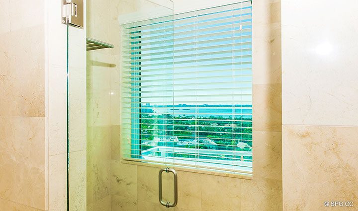 Guest Bath View in Residence 902 For Rent at One Bal Harbour, Luxury Oceanfront Condos in Bal Harbour, Miami, Florida 33154.