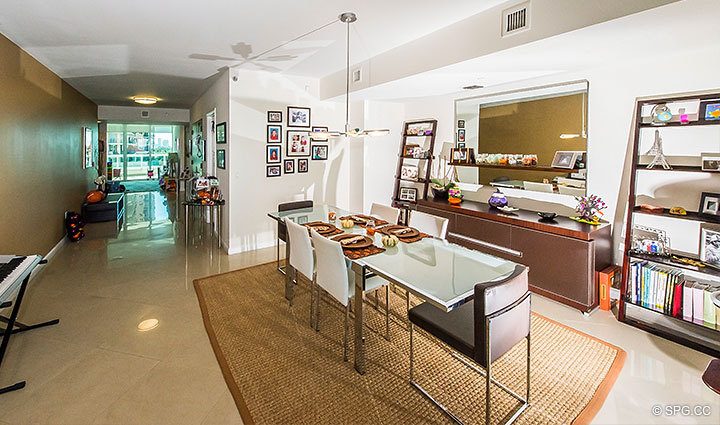 Dining Room inside Residence 803 at Las Olas Beach Club, Luxury Oceanfront Condos in Fort Lauderdale, Florida 33316.