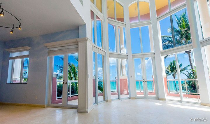 Floor to Ceiling Glass in Oceanfront Villa 7 at The Palms, Luxury Oceanfront Condominiums Fort Lauderdale, Florida 33305