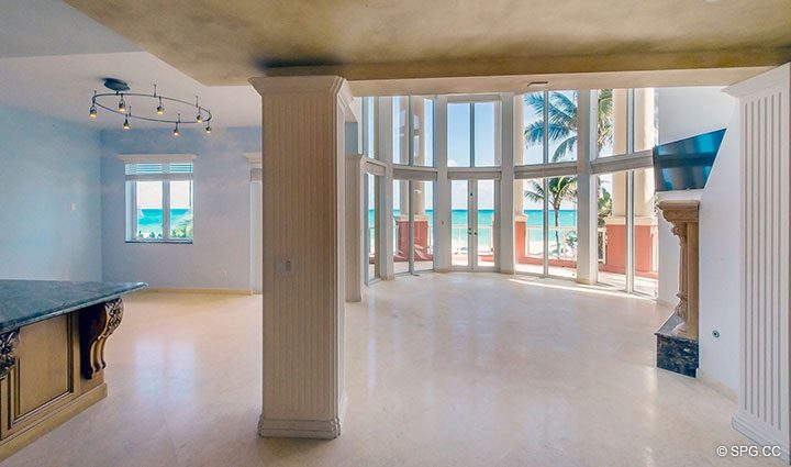 Entry into Second Floor Living Area inOceanfront Villa 7 at The Palms, Luxury Oceanfront Condominiums Fort Lauderdale, Florida 33305