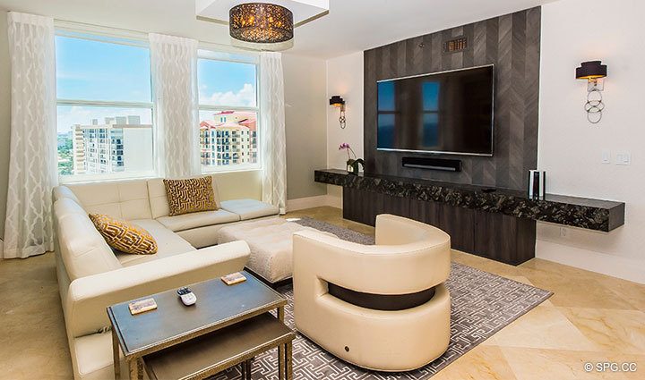 Den inside Residence 17E, Tower I at The Palms, Luxury Oceanfront Condominiums Fort Lauderdale, Florida 33305.