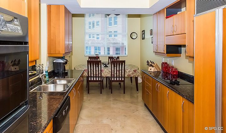 Kitchen and Breakfast Area in Residence 10B, Tower I at The Palms, Luxury Oceanfront Condominiums Fort Lauderdale, Florida 33305