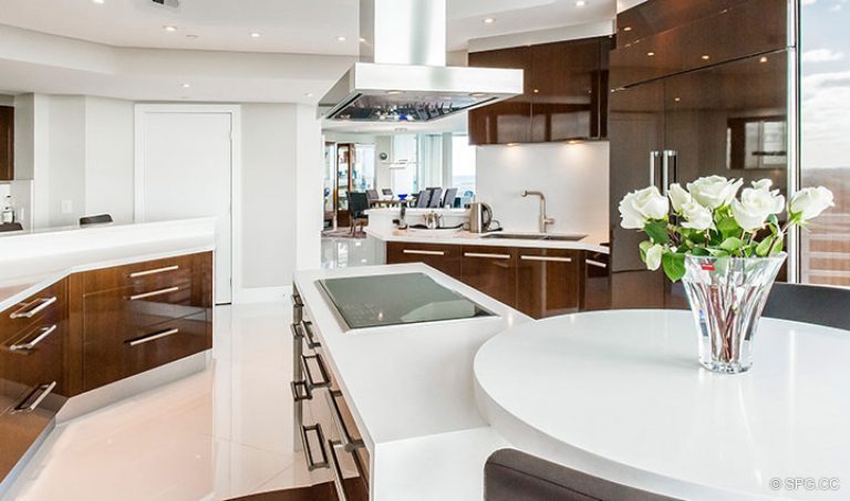 Gourmet Kitchen in Residence 18D at Cristelle, Luxury Oceanfront Condominiums in Lauderdale by the Sea, Florida 33062.