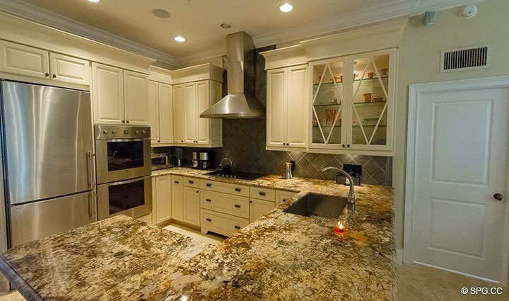 Kitchen at Luxury Oceanfront Residence 248, The Oceanage Condominiums, 1650 South Ocean Lane, Fort Lauderdale, Florida 33316