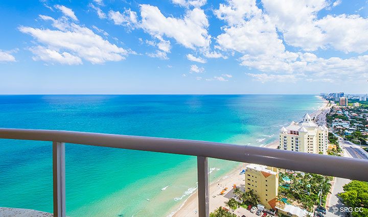View from Master Suite Terrace in Penthouse Residence 27D, Tower II at The Palms, Luxury Oceanfront Condos in Fort Lauderdale, Florida, 33305