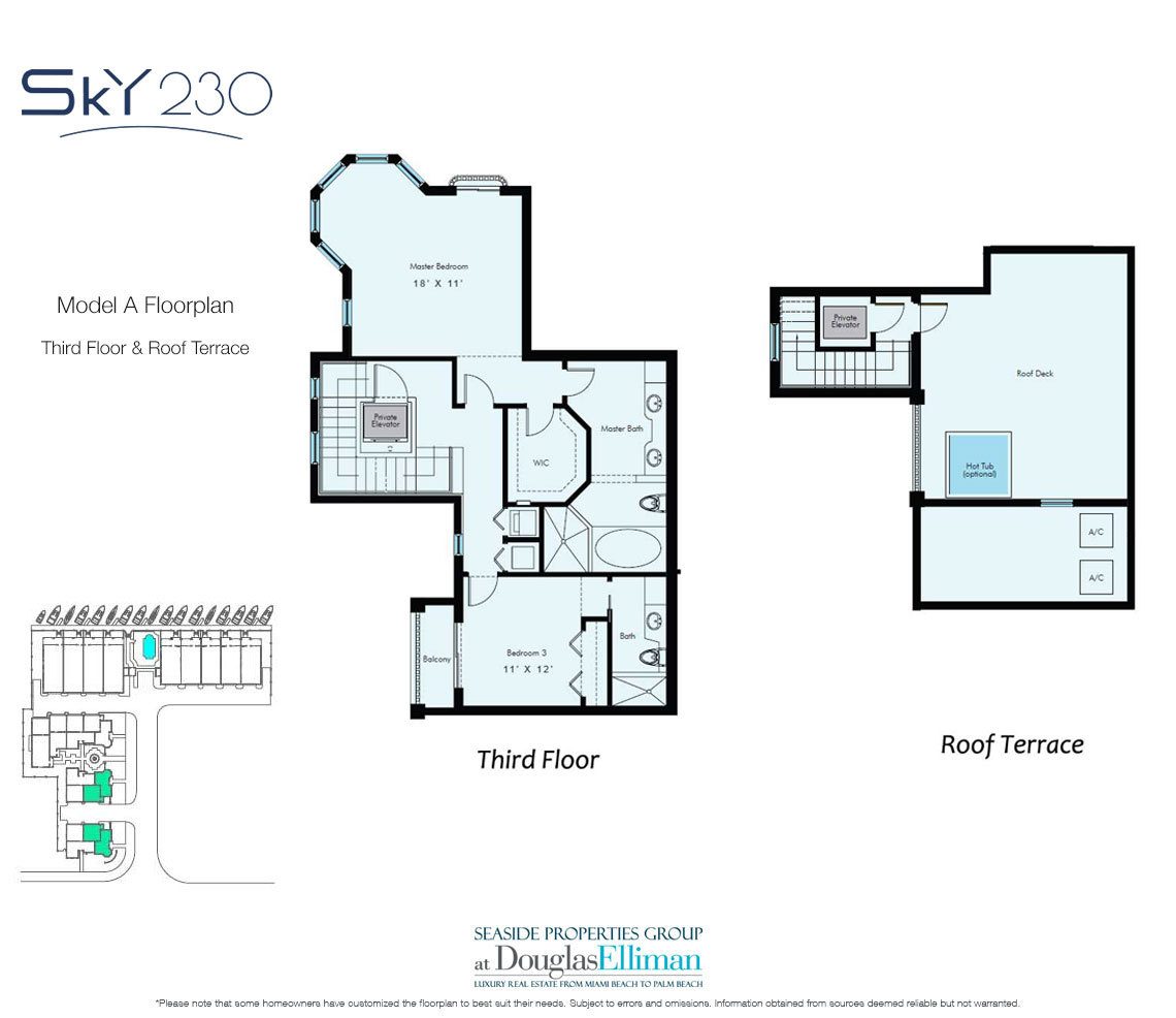 Model A: 3-4 Floorplan for Sky230, Luxury Waterfront Townhomes in Lauderdale-by-the-Sea, Florida 33308