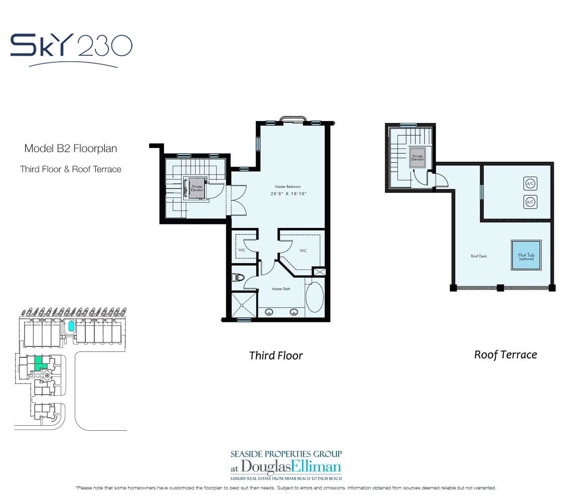 Model B2: 3-4 Floorplan for Sky230, Luxury Waterfront Townhomes in Lauderdale-by-the-Sea, Florida 33308