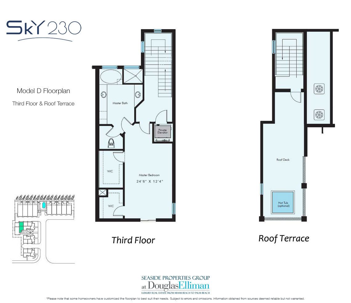 Model D: 3-4 Floorplan for Sky230, Luxury Waterfront Townhomes in Lauderdale-by-the-Sea, Florida 33308