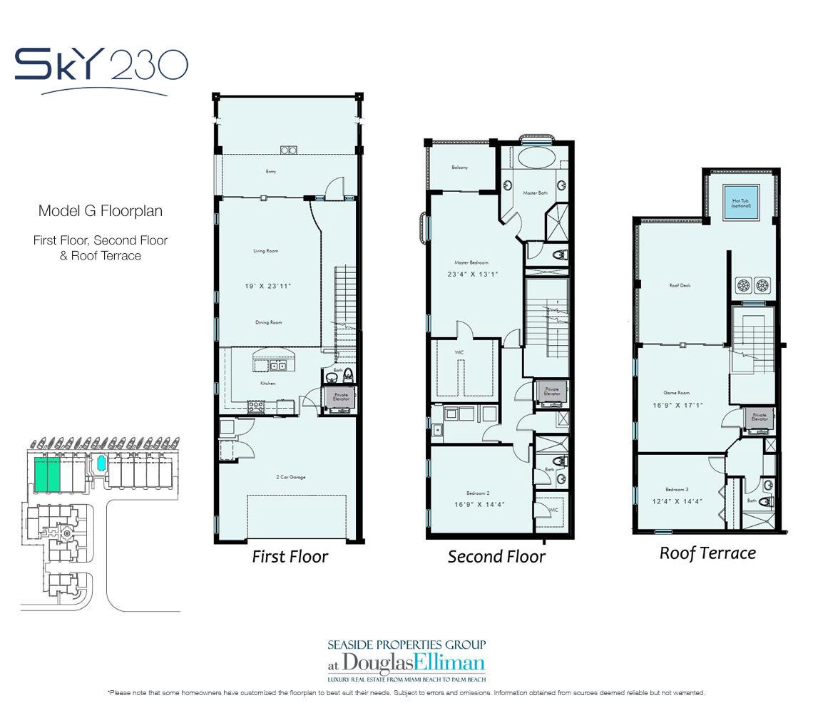 Model G: 1-2-4 Floorplan for Sky230, Luxury Waterfront Townhomes in Lauderdale-by-the-Sea, Florida 33308