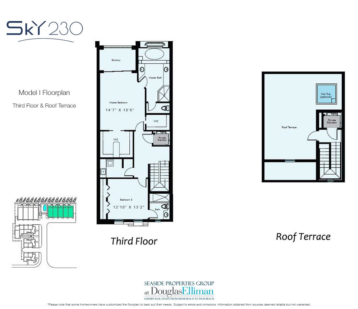 Model I: 3-4 Floorplan for Sky230, Luxury Waterfront Townhomes in Lauderdale-by-the-Sea, Florida 33308
