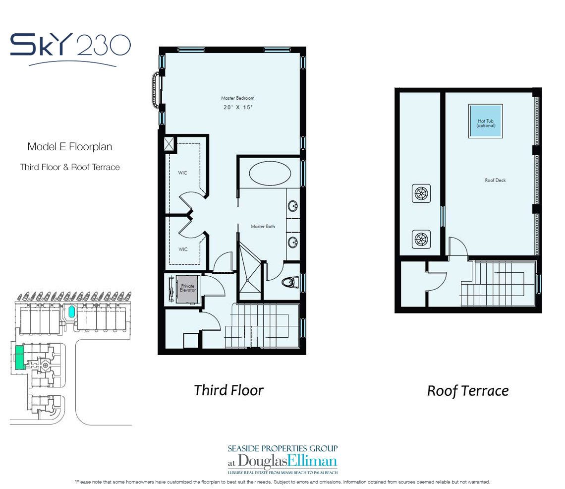 Model E: 3-4 Floorplan for Sky230, Luxury Waterfront Townhomes in Lauderdale-by-the-Sea, Florida 33308