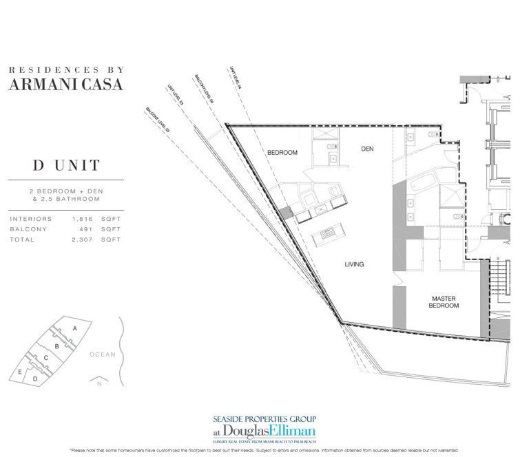 The D-4 Floorplan for Residences by Armani Casa, Luxury Oceanfront Condos in Sunny Isles Beach, Florida 33160