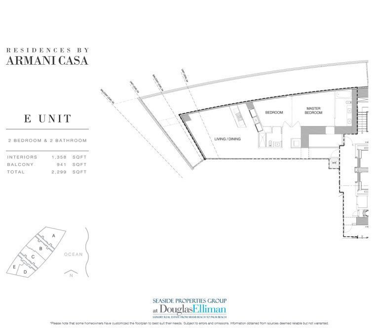 The E-4 Floorplan for Residences by Armani Casa, Luxury Oceanfront Condos in Sunny Isles Beach, Florida 33160