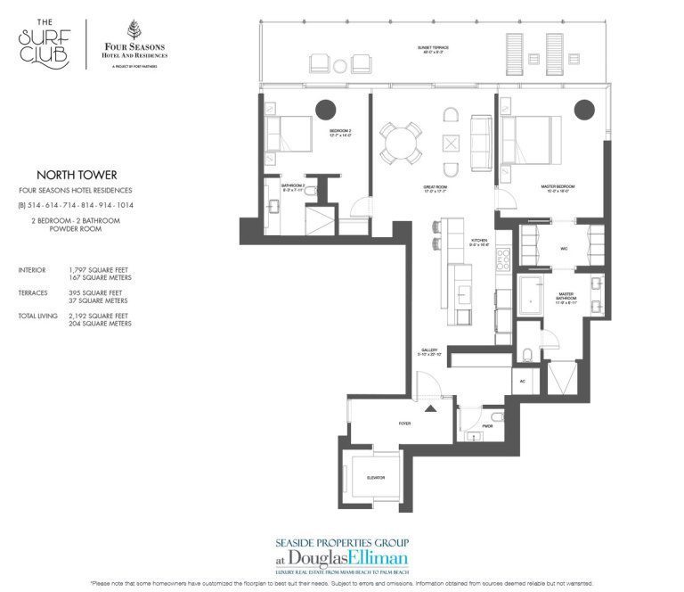 The North B Floorplan at the Four Seasons Residences at the Surf Club, Luxury Oceanfront Condos in Miami Beach