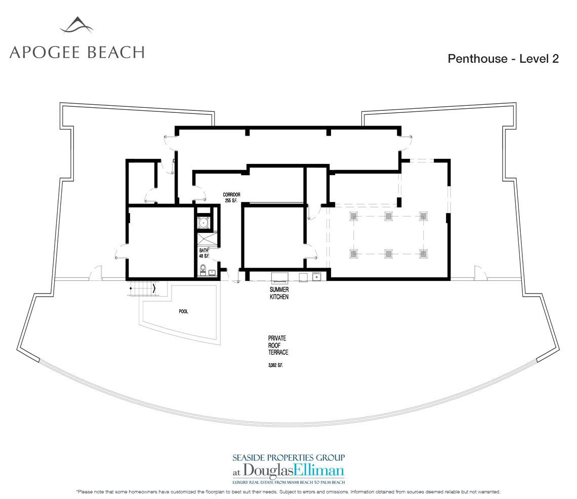 The Penthouse Floorplan at Apogee Beach, Luxury Oceanfront Condos in Hollywood Beach, Florida 33019.