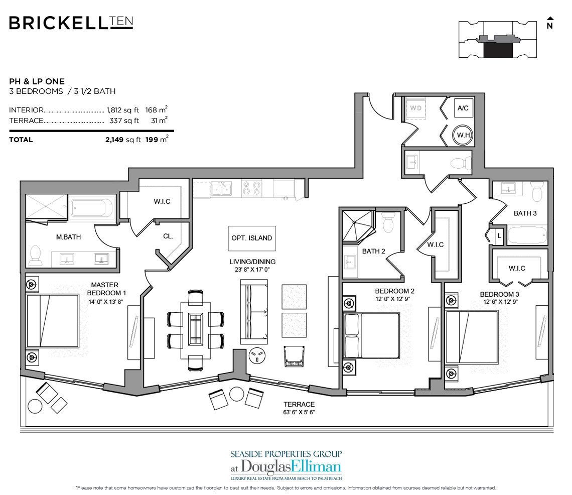 The Penthouse 01 Model Floorplan at Brickell Ten, Luxury Seaside Condos in Miami, Florida, Florida 33130