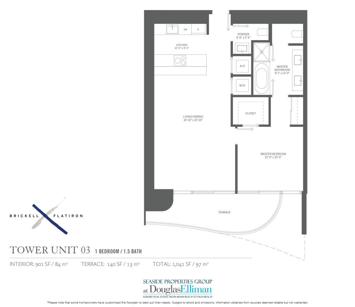 The Residence 03 Floorplan Brickell Flatiron, Luxury Condos in Miami, Florida 33130.
