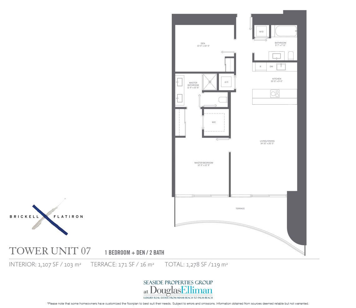 The Residence 07 Floorplan Brickell Flatiron, Luxury Condos in Miami, Florida 33130.