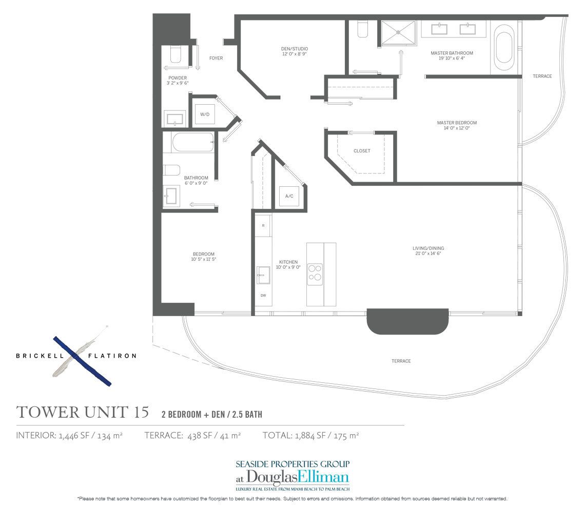 The Residence 15 Floorplan Brickell Flatiron, Luxury Condos in Miami, Florida 33130.