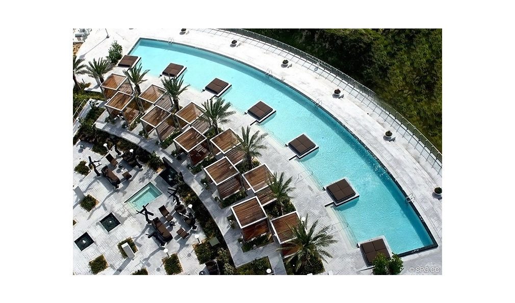 Pool Deck at Apogee South Beach, Luxury Waterfront Condominiums Located at 800 South Pointe Dr, Miami Beach, FL 33139