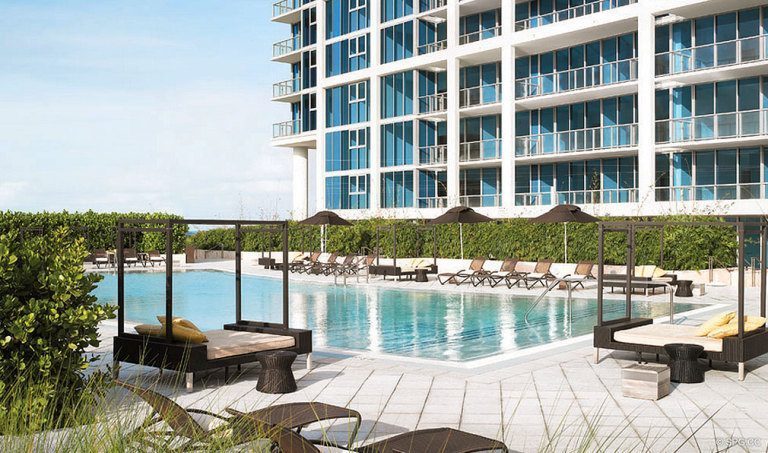Pool Deck at Canyon Ranch Living, Luxury Oceanfront Condominiums Located at 6799-6899 Collins Avenue, Miami Beach, FL 33141