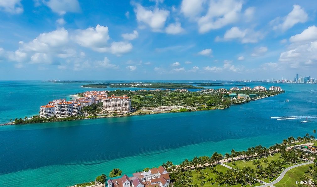 Inlet and Fisher Island View from Continuum, Luxury Oceanfront Condos Located at 50-100 South Pointe Dr, Miami Beach, FL 33139