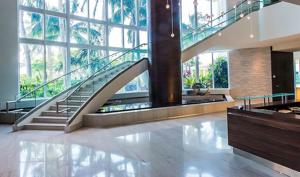 Lobby at Continuum, Luxury Oceanfront Condos Located at 50-100 South Pointe Dr, Miami Beach, FL 33139