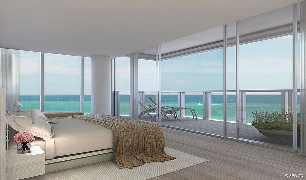 Bedroom at Edition, Luxury Oceanfront Condominiums Located at 2901 Collins Ave, Miami Beach, FL 33140