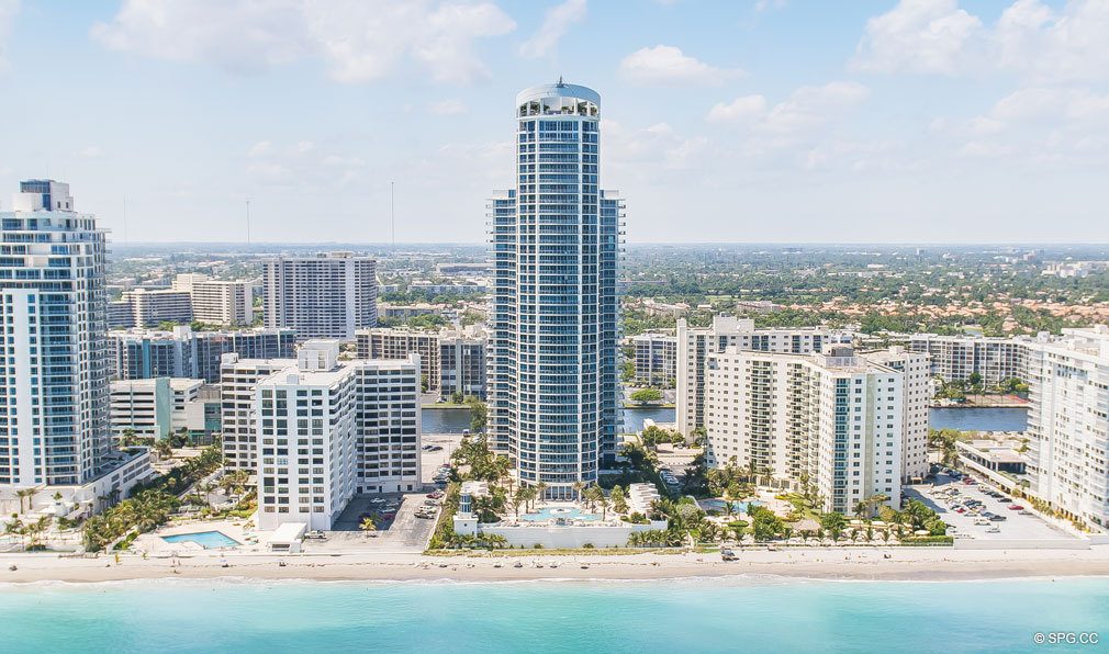View of Ocean Palms, Luxury Oceanfront Condominiums Located at 3101 S Ocean Dr, Hollywood Beach, FL 33019