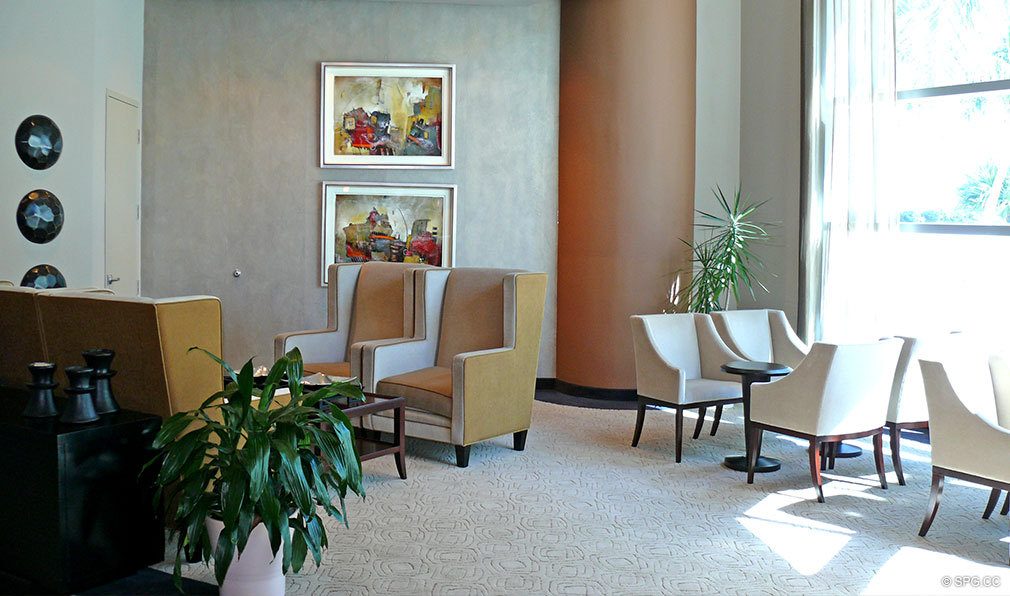 Ocean Palms Sitting Area, Luxury Oceanfront Condominiums Located at 3101 S Ocean Dr, Hollywood Beach, FL 33019