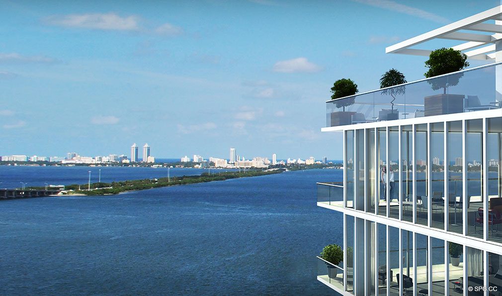 Water Views from One Paraiso, Luxury Waterfront Condominiums Located at 701 NE 31st St, Miami, FL 33137