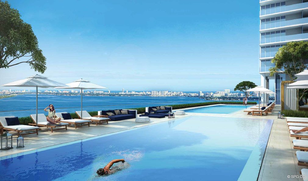 One Paraiso Pool Deck, Luxury Waterfront Condominiums Located at 701 NE 31st St, Miami, FL 33137